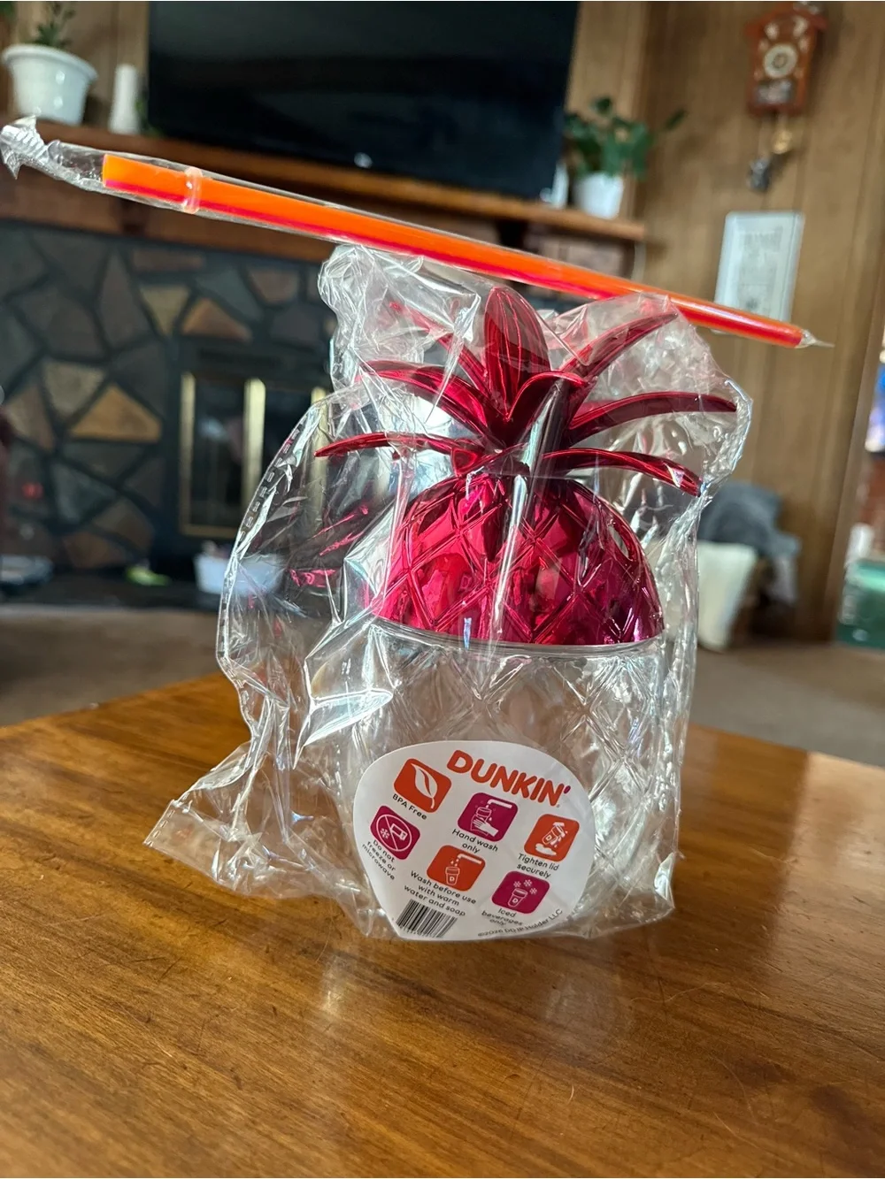 Limited Edition Dunkin Donuts' Pineapple Cup🍍 New Authentic With Straw 🥤